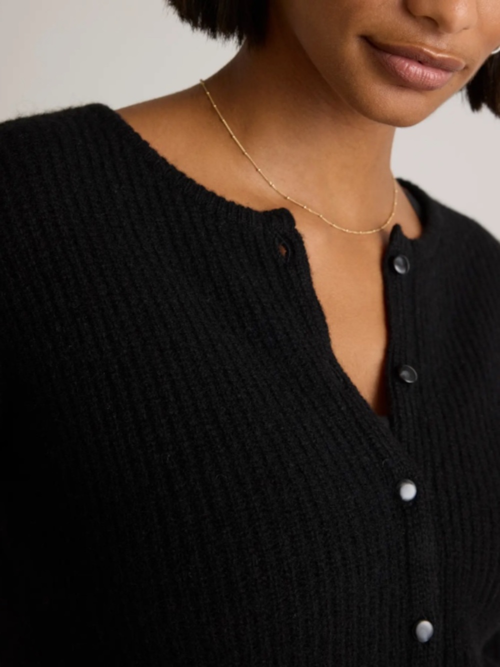 Quince 100% Yak Soft Rib Crew BLACK Cardigan NEW WITHOUT TAGS